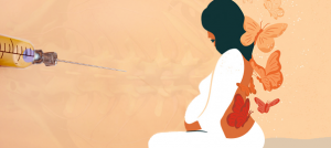 profile of a pregnant woman holding her tummy