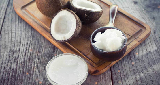 coconut oil in a spoon