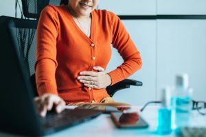 woman having painful stomach ache