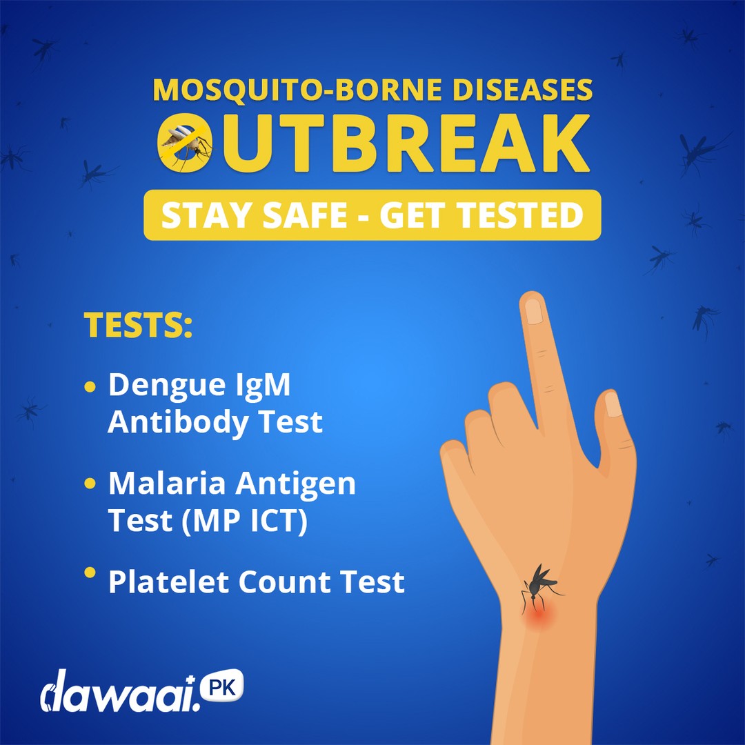 Have a fever, headache, body aches followed by nausea & vomiting? 
Don't take it lightly - the cases of mosquito-borne diseases like #Dengue & #Malaria are rapidly rising all over the country. 
Keep yourself safe!
Get tested now to take the necessary precautions!
Book at-home Lab Tests with #Dawaai 👇
https://dawaai.pk/labtests